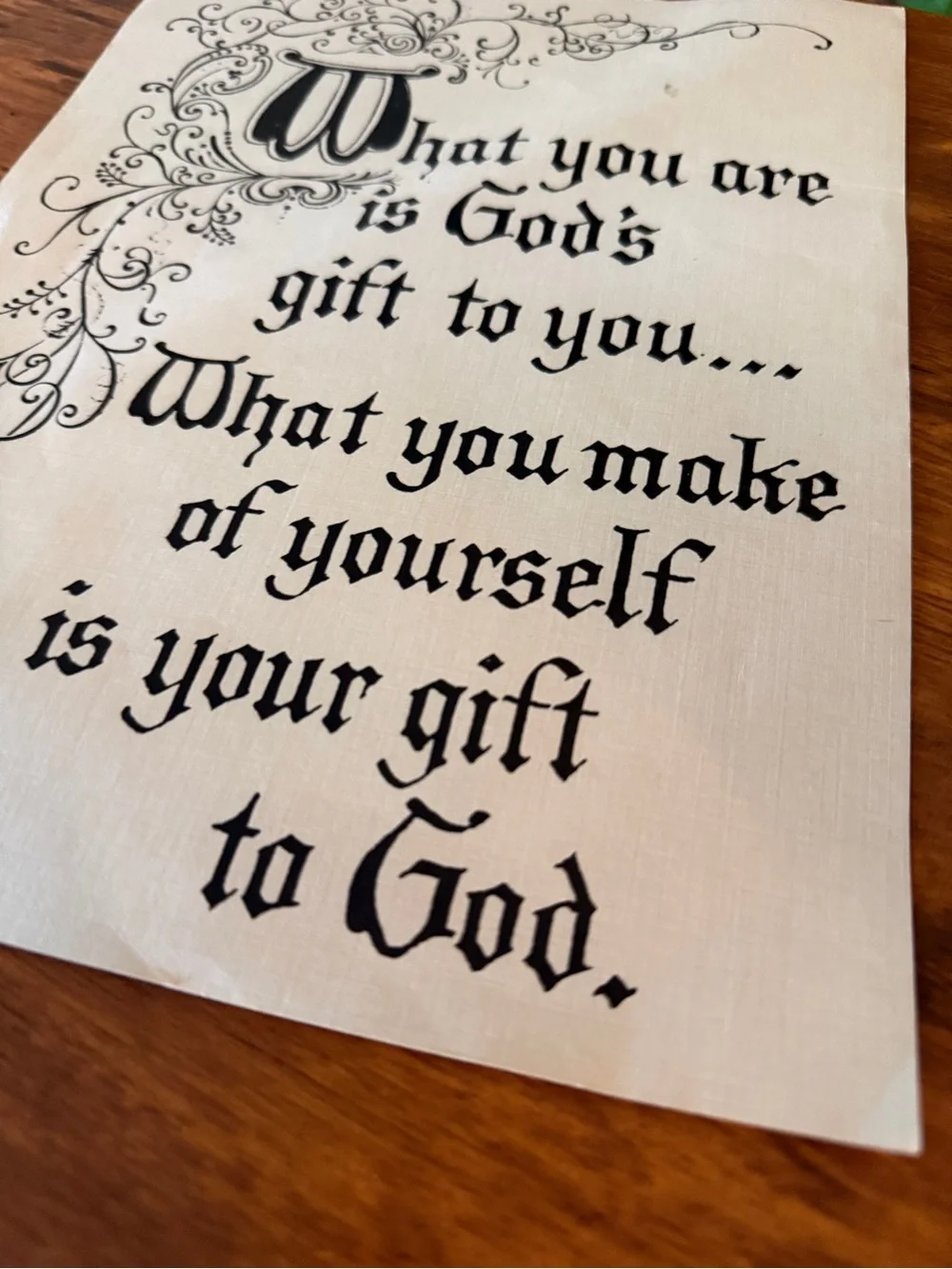 Inspirational Script Wall Art - Black on Cream Christian GOD